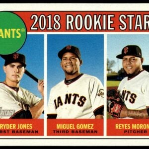 2018 Topps Heritage Ryder Jones / Reyes Moronta / Miguel Gomez RC #16 (Front)