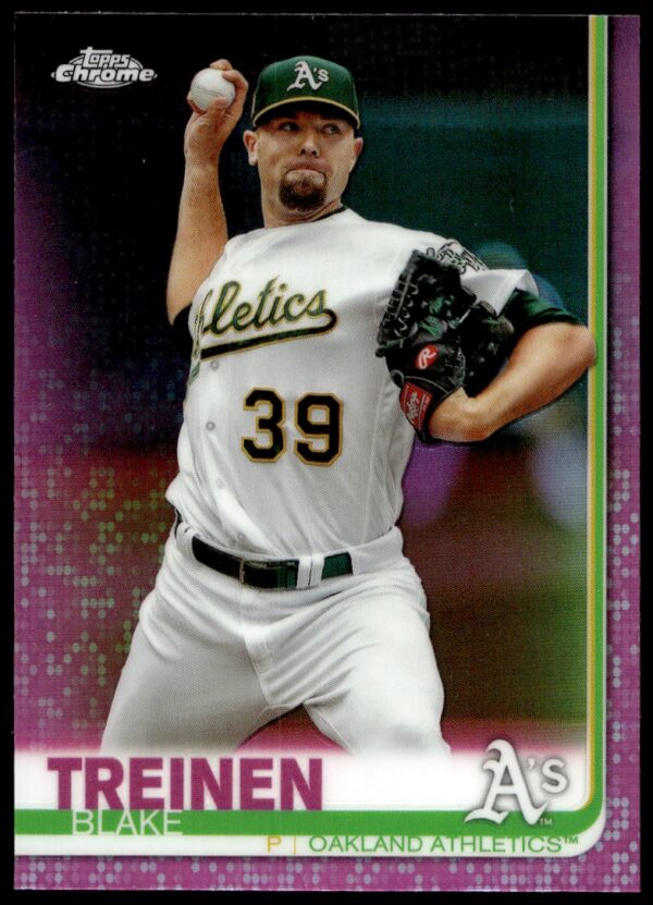 2019 Topps Chrome Blake Treinen Pink Refractor #144 (Front)