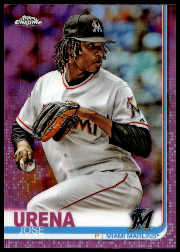 2019 Topps Chrome Jose Urena Pink Refractor #199 (Front)