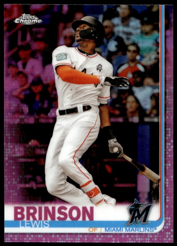 2019 Topps Chrome Lewis Brinson Pink Refractor #296 (Front)