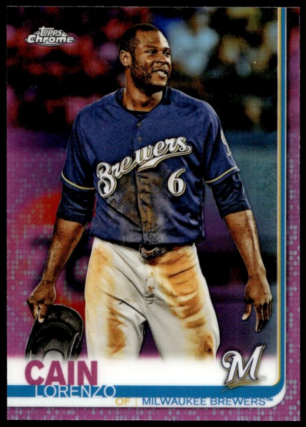 2019 Topps Chrome Lorenzo Cain Pink Refractor #29 (Front)