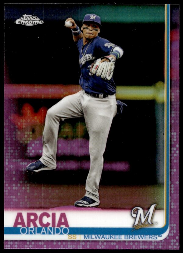 2019 Topps Chrome Orlando Arcia Pink Refractor #189 (Front)