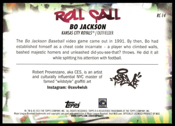 2023 Topps Big League Bo Jackson Roll Call Wildstyle Edition #RC-14 (Back)