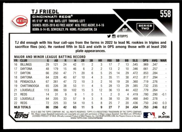 2023 Topps Series 1 Kyle Farmer #33 (Back)