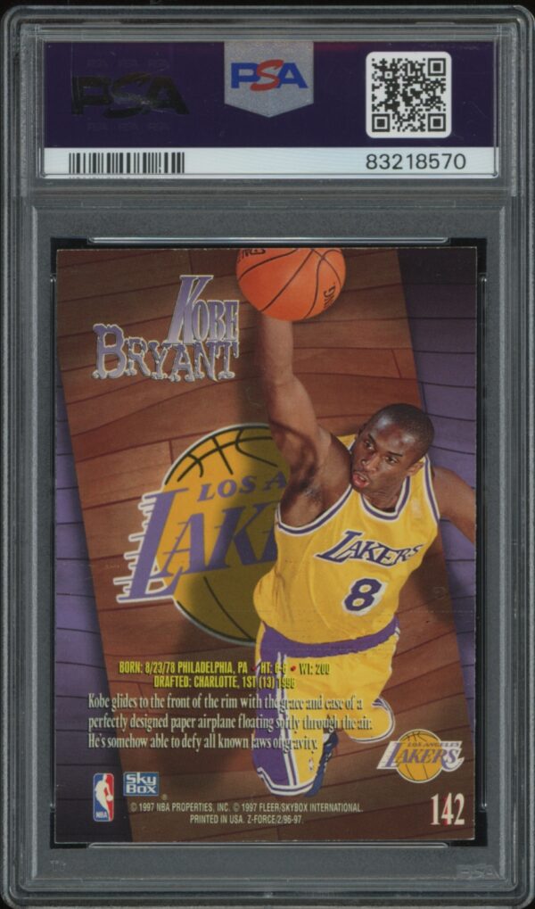 PSA-graded Topps Chrome basketball trading card featuring Lakers player number 8.