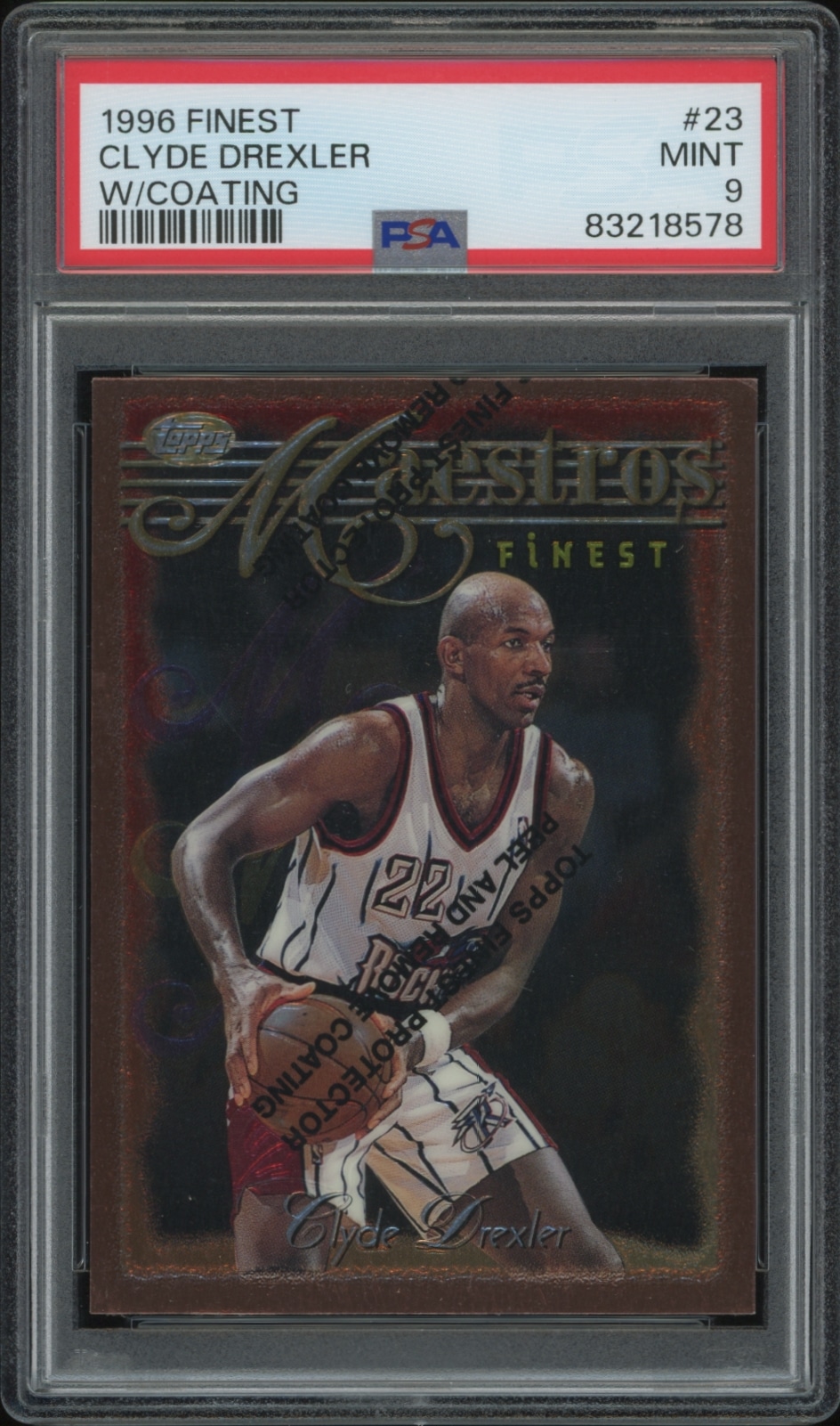 Clyde Drexlers Mint 9, 1996 Finest basketball card with unique PSA grading.