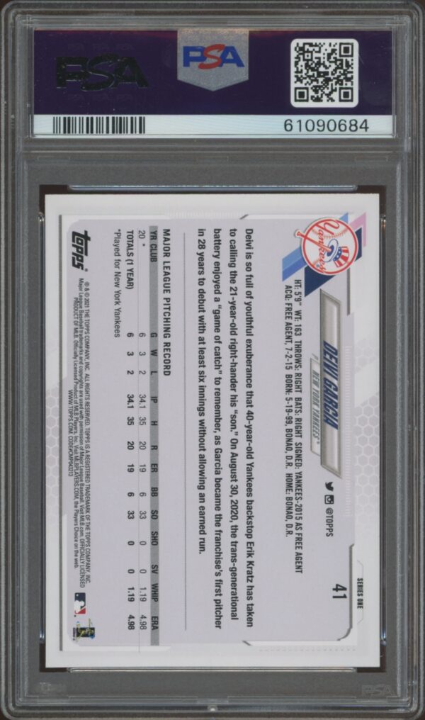 PSA-graded Deivi Garcia 2021 Topps card #41 encased for protection and authentication.