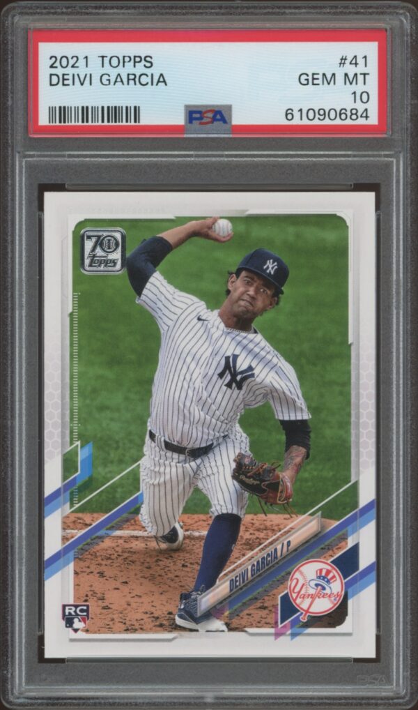 2021 Topps Deivi Garcia baseball card in perfect condition, graded GEM MT 10 by PSA.