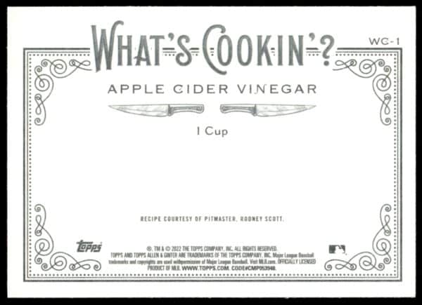 2022 Topps Allen & Ginter Apple Cider Vinegar What's Cookin? #WC-1 (Back)