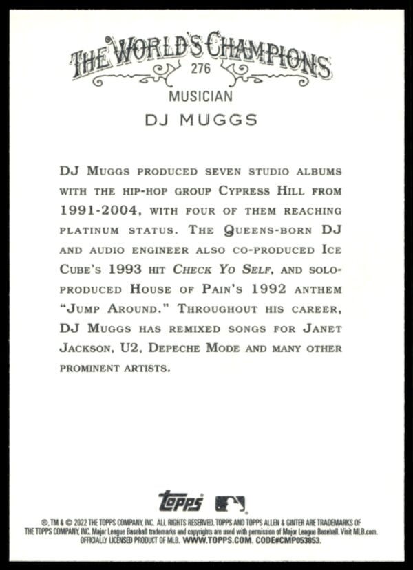 2022 Topps Allen & Ginter DJ Muggs #276 (Back)