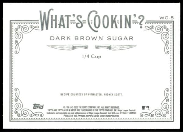 2022 Topps Allen & Ginter Dark Brown Sugar What's Cookin? #WC-5 (Back)