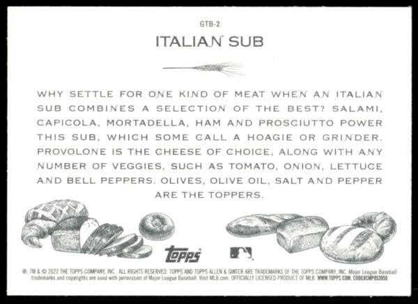 2022 Topps Allen & Ginter Italian Sub Get That Bread #GTB-2 (Back)