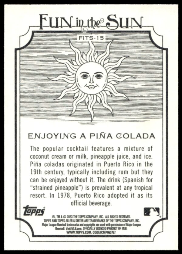 2023 Topps Allen & Ginter Enjoying a Pina Colada Fun in the Sun #FITS-15 (Back)