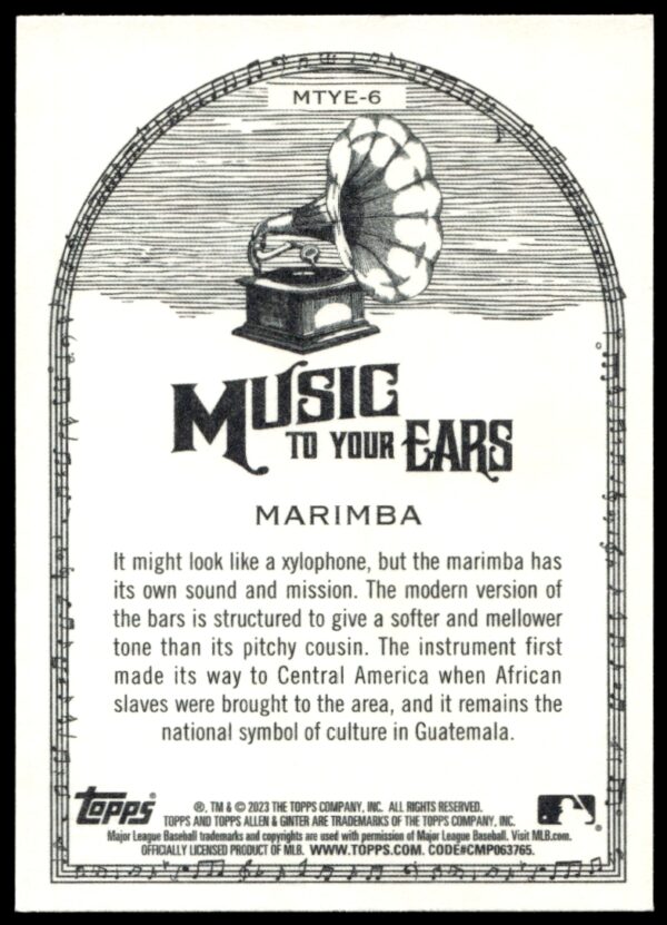 2023 Topps Allen & Ginter Marimba Music to Your Ears #MTYE-6 (Back)