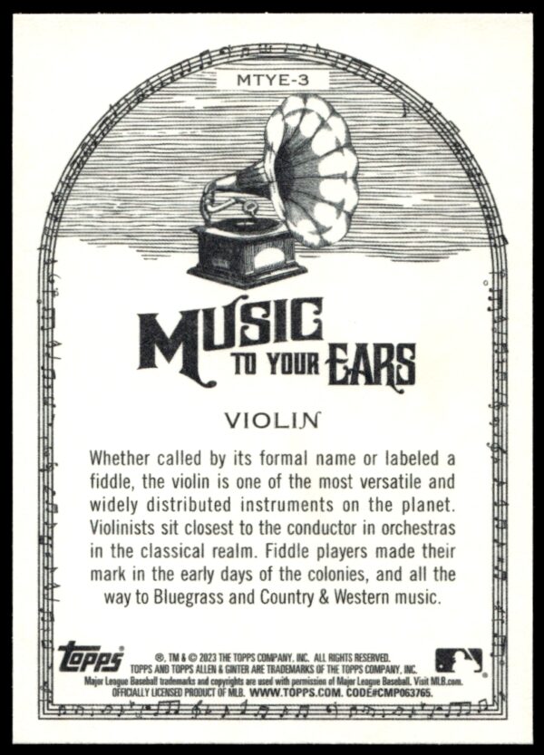 2023 Topps Allen & Ginter Violin Music to Your Ears #MTYE-3 (Back)