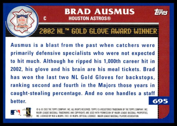 2003 Topps Brad Ausmus #695 (Back)