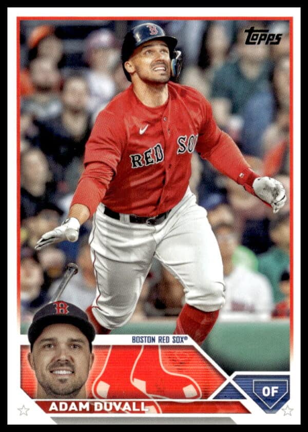 Front view of Adam Duvalls 2023 Topps Update baseball card, #US72.