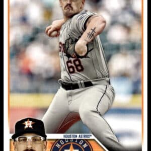 J.P. France in action on his 2023 Topps Rookie Card with Houston Astros uniform.