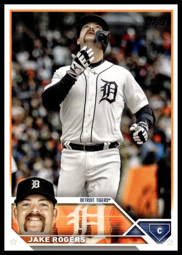 Jake Rogers, Detroit Tigers player, featured on 2023 Topps Update baseball card.
