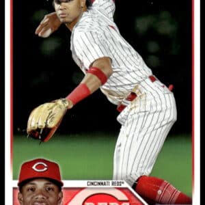 Jose Barrero in action, Cincinnati Reds baseball card, 2023 Topps Update #USC54.