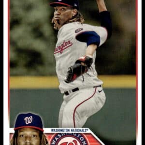 Jose Urena pitching for Washington Nationals on 2023 Topps baseball card.