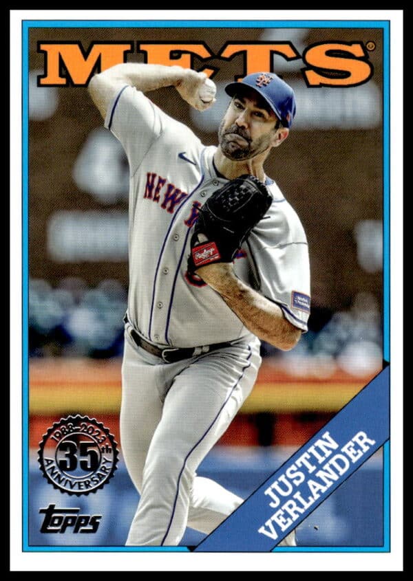 2023 Topps Justin Verlander Mets card, 35th Anniversary special edition.