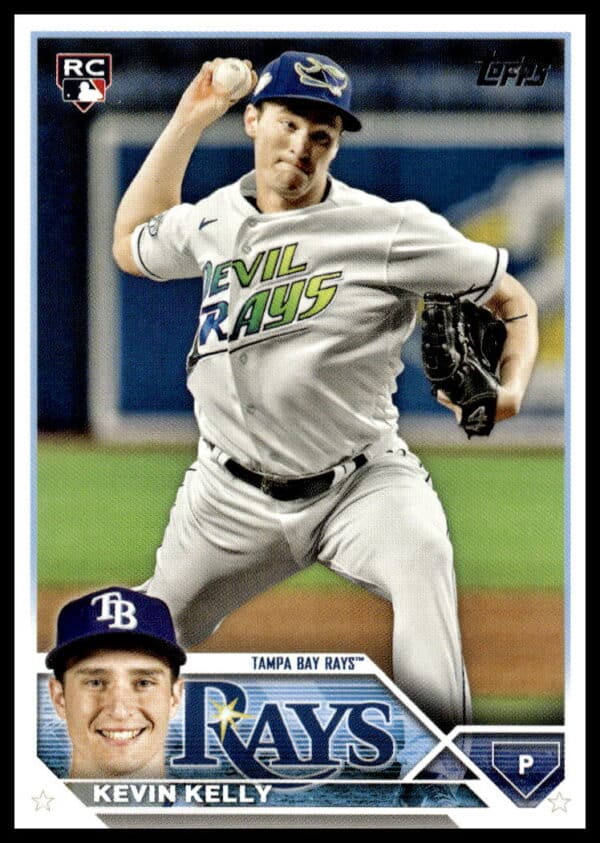 Kevin Kelly, Tampa Bay Rays pitcher, on his 2023 Topps Rookie Card.