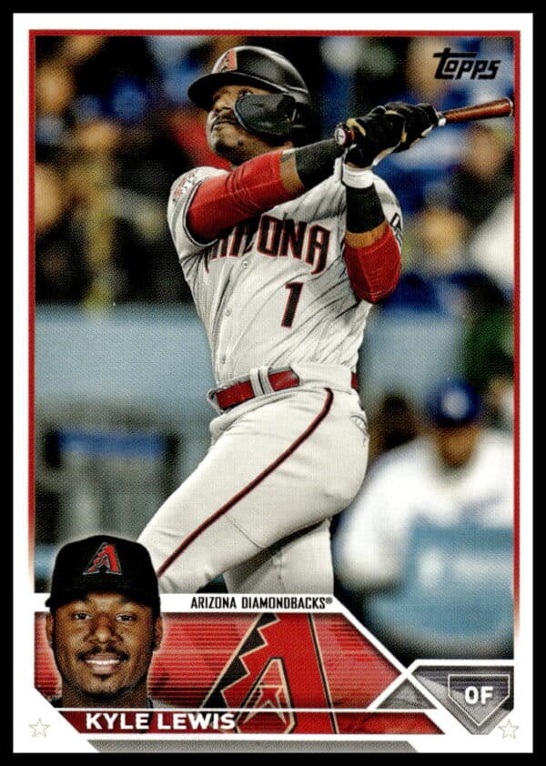 Kyle Lewis in action on 2023 Topps Update baseball card #US307 for Arizona Diamondbacks.