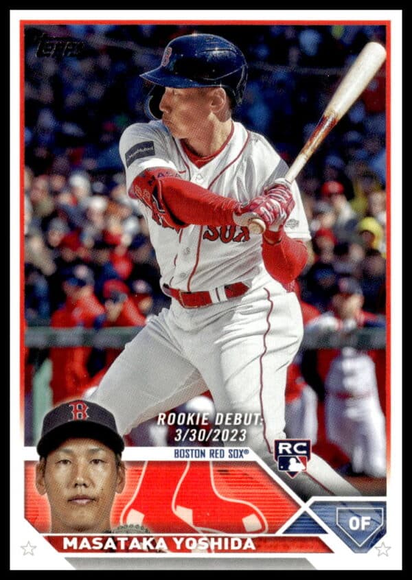 2023 Topps Update baseball card featuring rookie player Masataka Yoshida in action.