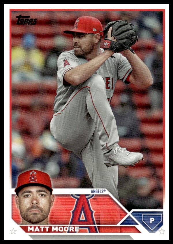 Matt Moore pitching in gray uniform on his 2023 Topps Update baseball card.