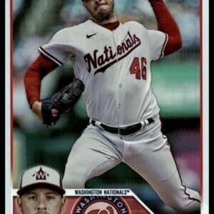 Patrick Corbin pitching for Washington Nationals on 2023 Topps baseball card.