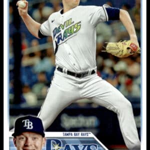 Pete Fairbanks pitching for Tampa Bay Rays in 2023 Topps Update baseball card.