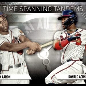 2023 Topps Update Ronald Acuna Jr. / Hank Aaron Time Spanning Tandems #TS-8 (Front)