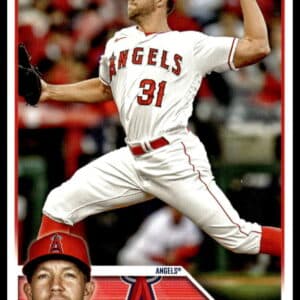 2023 Topps baseball card featuring Los Angeles Angels player Tyler Anderson in action.