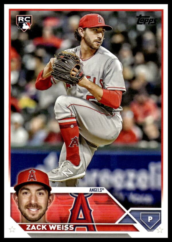 Rookie Zack Weiss pitching in 2023 Topps Update Baseball Card.