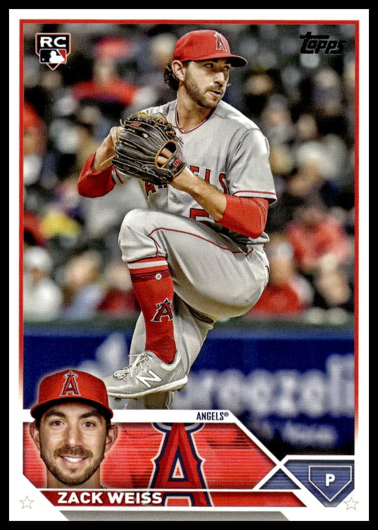 Rookie Zack Weiss pitching in 2023 Topps Update Baseball Card.