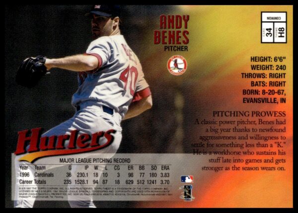 1997 Topps Finest Andy Benes #34 (Back)