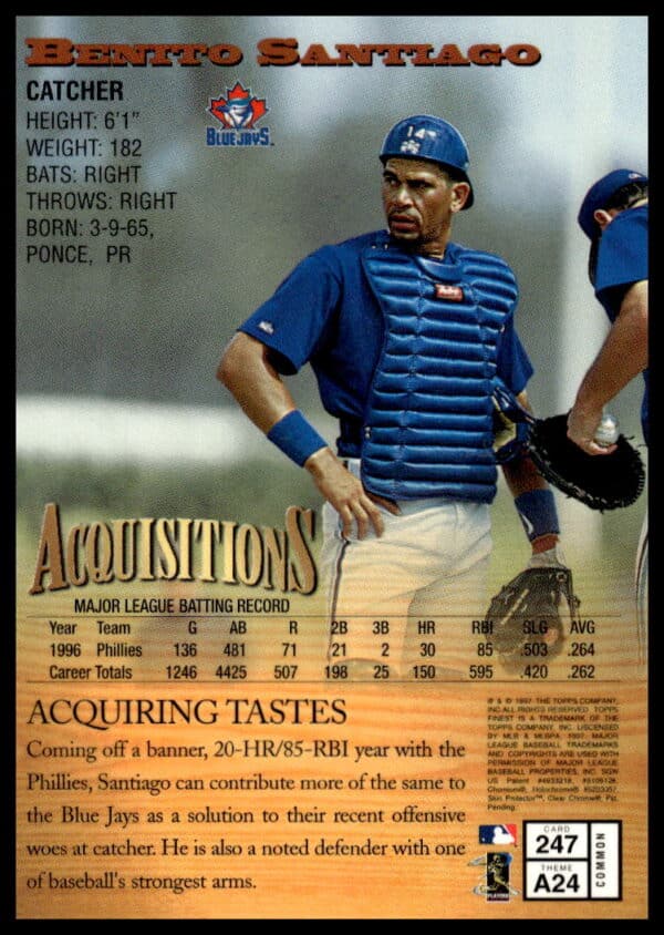 1997 Topps Finest Benito Santiago #247 (Back)