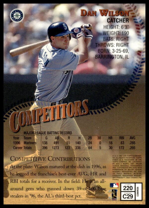 1997 Topps Finest Dan Wilson #220 (Back)