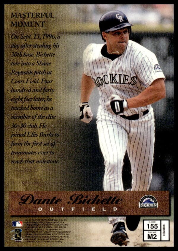 1997 Topps Finest Dante Bichette #155 (Back)