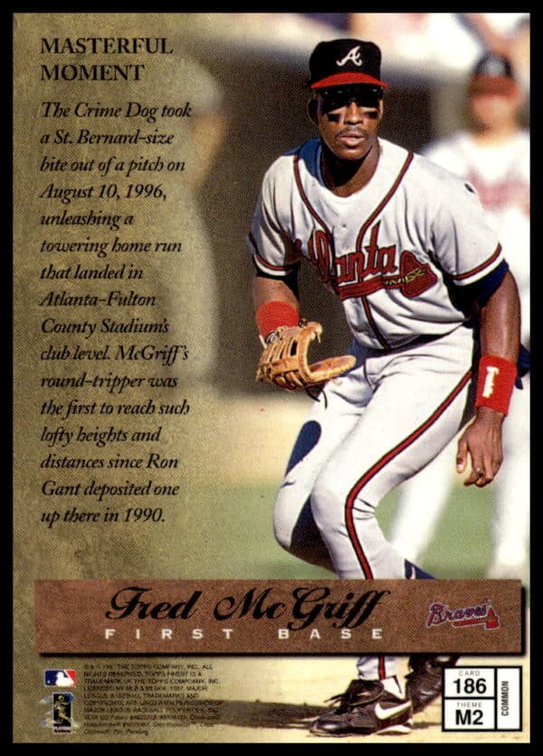 1997 Topps Finest Fred McGriff #186 (Back)