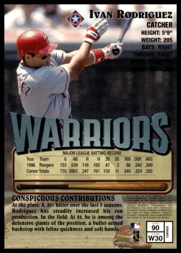 1997 Topps Finest Ivan Rodriguez #90 (Back)