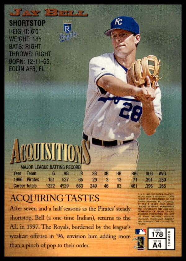 1997 Topps Finest Jay Bell #178 (Back)