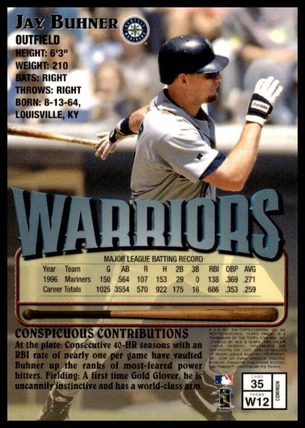 1997 Topps Finest Jay Buhner #35 (Back)