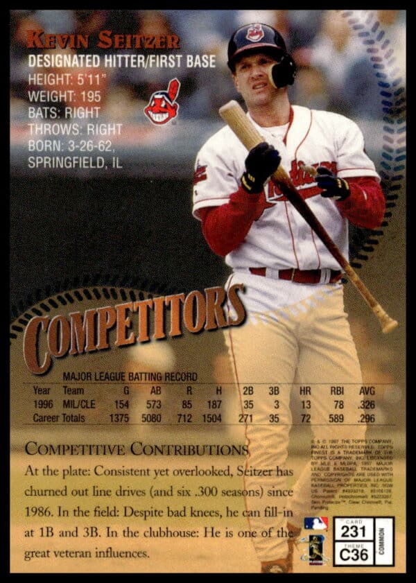 1997 Topps Finest Kevin Seitzer #231 (Back)