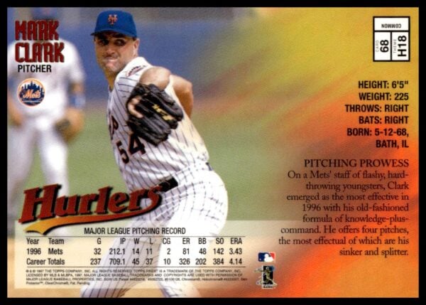 1997 Topps Finest Mark Clark #68 (Back)