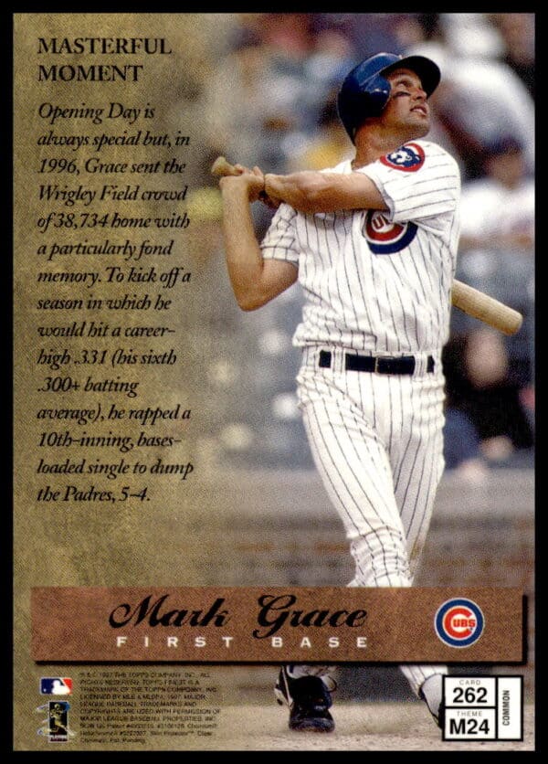 1997 Topps Finest Mark Grace #262 (Back)