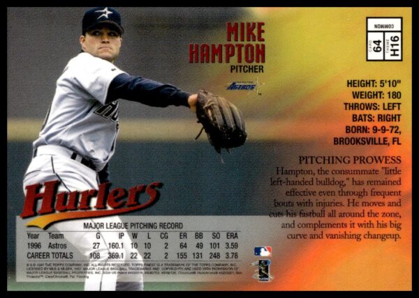 1997 Topps Finest Mike Hampton #64 (Back)