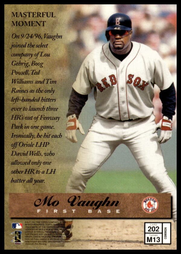 1997 Topps Finest Mo Vaughn #202 (Back)