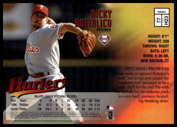 1997 Topps Finest Ricky Bottalico #77 (Back)